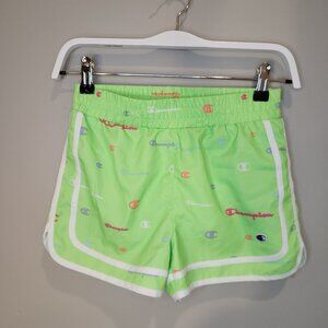 Champion Shorts Neon Green Girls Shorts - Logo Soccer Tennis Running - Size M